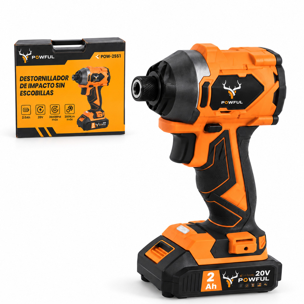 Destornillador de impacto sin escobillas POWFUL 20V - Imagen 4