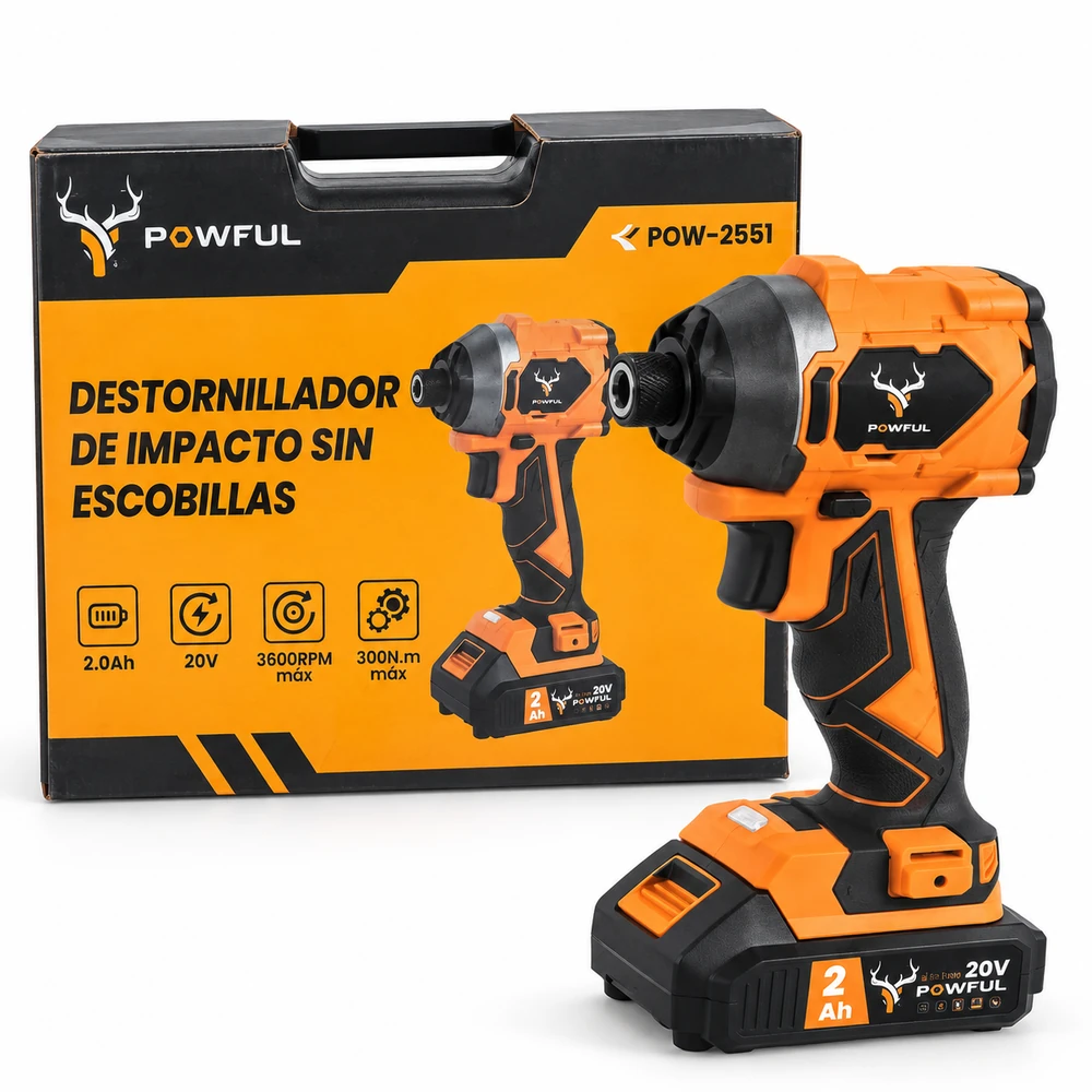 Destornillador de impacto sin escobillas POWFUL 20V - Imagen 3