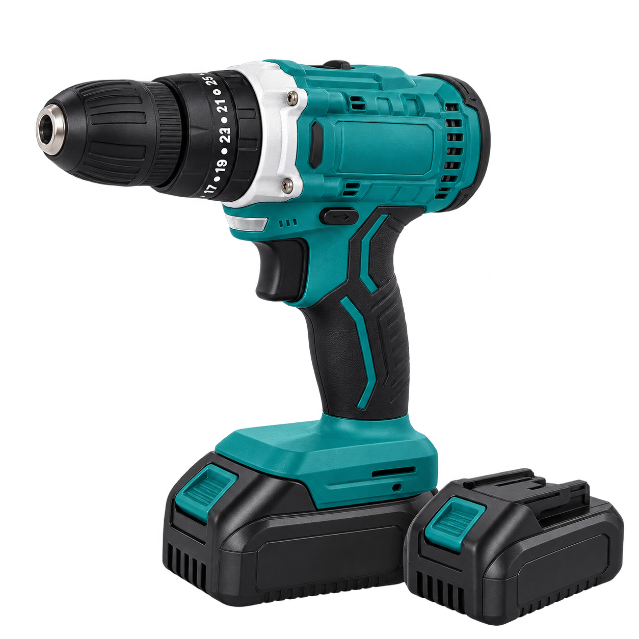 Taladro inalámbrico Bomtex TEX-6704 de 21 V con dos baterías y caja original.